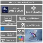 ASUS Vivobook S16 AI PC Laptop | 16" 2.8k OLED 120Hz | Intel Core Ultra 9 285H | 32GB RAM 1TB SSD | RGB Backlit for Creator Designer Business Professional Win11 Pro w/DLCA Accessory