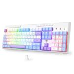 RisoPhy Wireless Gaming Keyboard, Tri-Mode BT5.0/2.4GHz/USB-C, RGB Light up Backlit Keyboards, Customizable Macro Keys, 26 Anti-ghosting Keys, 4000mAh Battery, Creamy Computer Keyboards