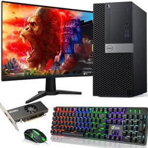 Dell Gaming Tower Desktop PC – Intel Core i7-7700 – 16GB RAM – 256GB SSD – 1TB HDD – GeForce GTX 1050 Ti – 24" LED Monitor – RGB Keyboard & Mouse – Wi-Fi – Windows 11 Pro – Gaming Computer (Renewed)