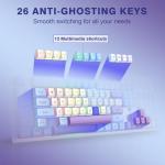 RisoPhy Wireless Gaming Keyboard, Tri-Mode BT5.0/2.4GHz/USB-C, RGB Light up Backlit Keyboards, Customizable Macro Keys, 26 Anti-ghosting Keys, 4000mAh Battery, Creamy Computer Keyboards