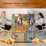 PRAISUN 55 X 24 Inch Computer Desk with Deeper Desktop, Gaming Office Writing Work Desk for Home Office, Study, Bedroom, Work from Home, Metal Frame, Rustic Brown