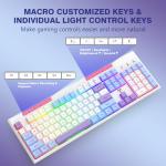 RisoPhy Wireless Gaming Keyboard, Tri-Mode BT5.0/2.4GHz/USB-C, RGB Light up Backlit Keyboards, Customizable Macro Keys, 26 Anti-ghosting Keys, 4000mAh Battery, Creamy Computer Keyboards