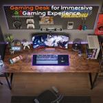 PRAISUN 55 X 24 Inch Computer Desk with Deeper Desktop, Gaming Office Writing Work Desk for Home Office, Study, Bedroom, Work from Home, Metal Frame, Rustic Brown