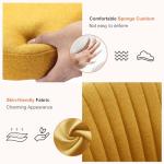 Sweetcrispy Armless Vanity Chair, Cute Comfy Home Office Desk Chair with Wheels, Modern Upholstered Task Computer Seat for Bedroom, Study, Makeup Vanity, Height Adjustable & Swivel, Yellow