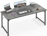 Huuger Computer Desk, 55 Inch Home Office Desk, Gaming Writing Work from Home Study Desk, Large Legroom, Sturdy Metal Frame, Modern Simple, Grey