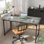 Huuger Computer Desk, 55 Inch Home Office Desk, Gaming Writing Work from Home Study Desk, Large Legroom, Sturdy Metal Frame, Modern Simple, Grey