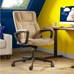Serta Executive Office Chair, Beige Microfiber