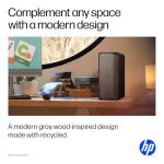 HP OmniDesk Desktop PC, AMD Ryzen 5 8500G, 8 GB RAM, 512 GB SSD, AMD Radeon 740M Graphics, Windows 11 Home, Microsoft Copilot, Gray Wood, M02-0310 (2025)