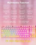 Light Up Cute Pink Gaming Keyboard, 104 Keys Full Size, Number Pad, 19 Keys Anti-Ghosting, Multimedia Function Keys, 3 Colors LED Backlit, USB Wired Creamy Keyboard for PC, Computer, Desktop, Laptop