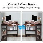 VECELO Corner Computer Desk 41 x 30 inches with Smooth Keyboard & Storage Shelves for Home Office Workstation, Teakwood Brown