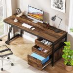 Tribesigns Computer Desk with 3 Drawers, 59-Inch PC Desk with Reversible Drawers, Industrial Study Writing Table Workstation with File Storage for Home Office, Rustic Brown