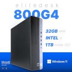 HP EliteDesk 800 G4 PC Computer, Intel i5-8500, Crucial 32GB DDR4 RAM, 1TB NVMe M.2, Windows 11 Pro, Internal WiFi 6 AX200, Cherry Keyboard & Mouse, Dual 24" LCD (Renewed) (800G4 + Dual 24" LCD Setup)