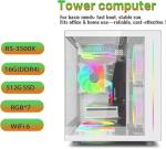 suevery Prebuilt Gaming PC,16G RAM, AMD Ryzen5 6Cores 3.6G Up to 4.1G, 512G SSD Wi-Fi 6 White Desktop Computer (White, Ryzen5-16G-512G-RX560 4G)