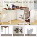 GOFLAME 54.5” L Shaped Computer Desk with Power Outlet, Reversible Corner Desk with File Cabinet and 3 Drawers, PC Desk Study Writing Table Workstation for Home Office, Small Space, Brown & White