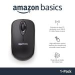 Amazon Basics 2.4 Ghz Wireless Optical Computer Mouse with USB Nano Receiver, Black