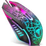 BENGOO Gaming Mouse Wired, Ergonomic Gamer Laptop PC Optical Computer Mice with RGB Backlit, 4 Adjustable DPI Up to 3600, 6 Programmable Buttons for Windows 7/8/10/XP Vista Linux -Black