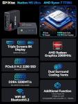 GMKtec Gaming Mini PC AMD Ryzen 7 7730U (Upgraded 7430U/ 5825U) 32GB DDR4 1TB NVME SSD WiFi 6E Dual NIC LAN 2.5GbE Desktop Computers USB-C, DP, HDMI Triple 4K Display M5 Ultra