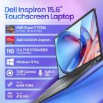 Dell 15 Touchscreen Laptop, AMD Ryzen 7 7730U (Beats i7-1355U), 20GB RAM, 512GB NVMe SSD, Windows 11 Pro, 15.6" FHD IPS, Copilot AI, Type-C, HDMI, Black, 2026 Model