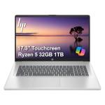 HP 17 Touchscreen Laptop (17.3" HD+, 32GB RAM, 1TB SSD, AMD Ryzen 5 7430U (> Intel i5-1334U)), Business & Student, Webcam, Long Battery Life, Fast Charge, Numeric Pad, Win 11 Home w/ Copilot, Silver