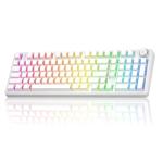 AULA F99 Pro Wireless Mechanical Keyboard-Silent Version,BT5.0/2.4GHz/USB-C Hot Swappable Custom Keyboard,Gasket Structure,Pre-lubed Linear Switches RGB Backlit Computer Gaming Keyboards,White