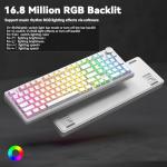 AULA F99 Pro Wireless Mechanical Keyboard-Silent Version,BT5.0/2.4GHz/USB-C Hot Swappable Custom Keyboard,Gasket Structure,Pre-lubed Linear Switches RGB Backlit Computer Gaming Keyboards,White