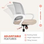 NEO CHAIR Office Desk Ergonomic Computer Mesh Chair with Lumbar Mid Back Support Adjustable Height Swivel Rolling Wheels Comfy Task Vanity Chair for Home Bedroom Study (Beige)