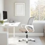 NEO CHAIR Office Desk Ergonomic Computer Mesh Chair with Lumbar Mid Back Support Adjustable Height Swivel Rolling Wheels Comfy Task Vanity Chair for Home Bedroom Study (Beige)