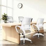 NEO CHAIR Office Desk Ergonomic Computer Mesh Chair with Lumbar Mid Back Support Adjustable Height Swivel Rolling Wheels Comfy Task Vanity Chair for Home Bedroom Study (Beige)