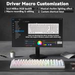 AULA F99 Pro Wireless Mechanical Keyboard-Silent Version,BT5.0/2.4GHz/USB-C Hot Swappable Custom Keyboard,Gasket Structure,Pre-lubed Linear Switches RGB Backlit Computer Gaming Keyboards,White