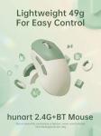 hunart H6 49g Wireless Mouse, Bluetooth & 2.4GHz Rechargeable Mouse, Lightweight Silent Ergonomic Mouse with USB-C Charging, Portable Right-Hand Office Mouse for Laptop, PC, MacBook, Tablet - Green