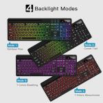 AOC KB600 Wireless Keyboard with 7-Color RGB Backlit, 2.4GHz Full-Size Computer Keyboard with Phone Tablet Holder, Number Pad, 22 Multimedia Hotkeys, Rechargeable for Mac, Windows