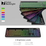 AOC KB600 Wireless Keyboard with 7-Color RGB Backlit, 2.4GHz Full-Size Computer Keyboard with Phone Tablet Holder, Number Pad, 22 Multimedia Hotkeys, Rechargeable for Mac, Windows