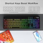 AOC KB600 Wireless Keyboard with 7-Color RGB Backlit, 2.4GHz Full-Size Computer Keyboard with Phone Tablet Holder, Number Pad, 22 Multimedia Hotkeys, Rechargeable for Mac, Windows