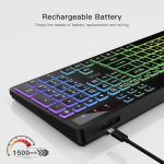 AOC KB600 Wireless Keyboard with 7-Color RGB Backlit, 2.4GHz Full-Size Computer Keyboard with Phone Tablet Holder, Number Pad, 22 Multimedia Hotkeys, Rechargeable for Mac, Windows