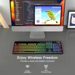 AOC KB600 Wireless Keyboard with 7-Color RGB Backlit, 2.4GHz Full-Size Computer Keyboard with Phone Tablet Holder, Number Pad, 22 Multimedia Hotkeys, Rechargeable for Mac, Windows