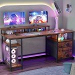 Furologee 154.9cm Industrial Desk with Shelves and Drawer