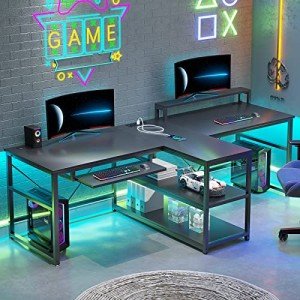 Sedeta 95-Inch Double Computer Desk with USB Ports