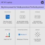 HP 14" Laptop with Intel i7, 16GB RAM