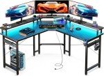 LED Gaming Desk with USB & Power Outlets
