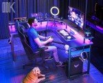 LED Gaming Desk with USB & Power Outlets