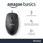 Amazon Basics Wired USB Mouse - Black, 30-Pack