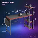 Bestier LED Gaming Desk with Adjustable Shelves