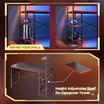 Bestier LED Gaming Desk with Adjustable Shelves