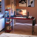 Bestier LED Gaming Desk with Adjustable Shelves