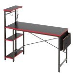 Bestier LED Gaming Desk with Adjustable Shelves