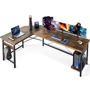Coleshome 66" L-Shaped Gaming Desk - Vintage