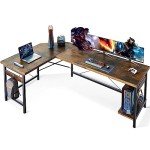Coleshome 66" L-Shaped Gaming Desk - Vintage
