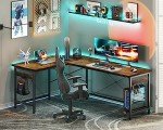 Coleshome 66" L-Shaped Gaming Desk - Vintage