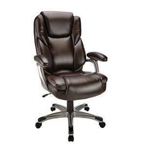 Realspace Cressfield Brown High-Back Leather Chair