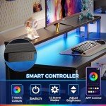 47 Inch L Shaped Desk with LED and Outlets